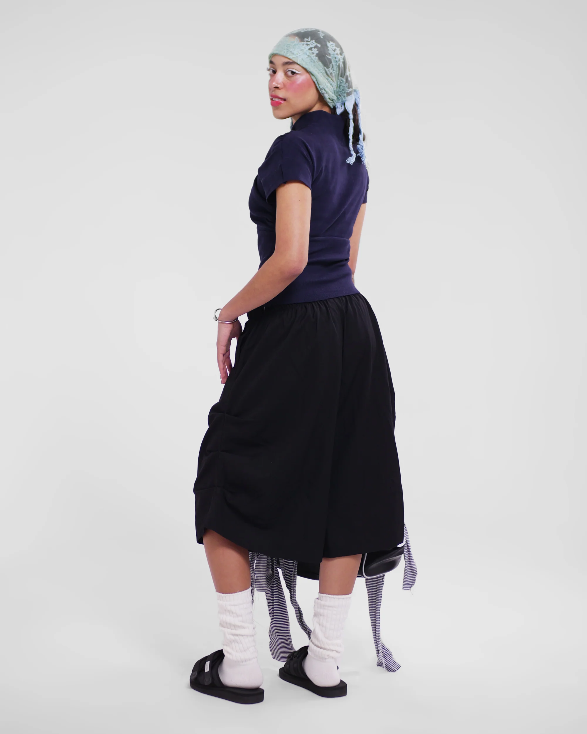 Kimono Ribbed Top in Navy - Image 11