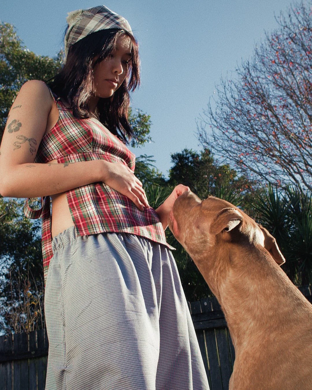 Obi Reversible Top in Red/Grey Pinstripe - Image 6
